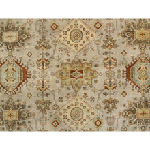 Load image into Gallery viewer, 10&#39;2&quot;x10&#39;2&quot; Light Gray, Soft Wool Hand Knotted, Karajeh Design With Tribal Medallions, Square Oriental Rug FWR383256
