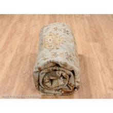 Load image into Gallery viewer, 10&#39;2&quot;x10&#39;2&quot; Light Gray, Soft Wool Hand Knotted, Karajeh Design With Tribal Medallions, Square Oriental Rug FWR383256