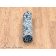 Load image into Gallery viewer, 2&#39;x3&#39;1&quot; Navy Blue, Broken Persian Heriz Erased Design Wool And Silk, Hand Knotted, Mat Oriental Rug FWR383328