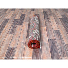 Load image into Gallery viewer, 2&#39;1&quot;x5&#39;4&quot; Crimson Red, Vintage Persian Heriz with Eagle Kazak Design, Shaved Down, Zero Pile, Sides and Ends Professionally Secured, Hand Knotted, Pure Wool, Short &amp; Narrow Runner, Oriental Rug FWR3828