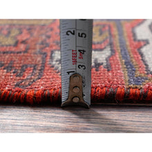 Load image into Gallery viewer, 2&#39;1&quot;x5&#39;4&quot; Crimson Red, Vintage Persian Heriz with Eagle Kazak Design, Shaved Down, Zero Pile, Sides and Ends Professionally Secured, Hand Knotted, Pure Wool, Short &amp; Narrow Runner, Oriental Rug FWR3828