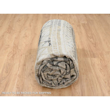 Load image into Gallery viewer, 9&#39;9&quot;x13&#39;10&quot; Gray, Supple Collection Erased Ethnic Geometric Design, Pure Wool Thick and Plush Hand Knotted, Oriental Rug FWR383526