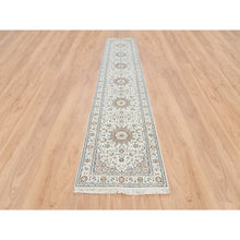 Load image into Gallery viewer, 2&#39;8&quot;x13&#39;3&quot; Ivory, Nain With Center Medallion Flower Design, 250 Kpsi Wool Hand Knotted, Runner Oriental Rug FWR383850