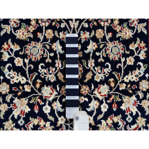 2'8"x10' Midnight Blue, 250 Kpsi Wool Hand Knotted, Nain All Over Flower Design, Runner Oriental Rug FWR383916