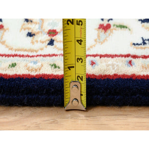 2'8"x10' Midnight Blue, 250 Kpsi Wool Hand Knotted, Nain All Over Flower Design, Runner Oriental Rug FWR383916