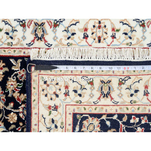 2'8"x10' Midnight Blue, 250 Kpsi Wool Hand Knotted, Nain All Over Flower Design, Runner Oriental Rug FWR383916