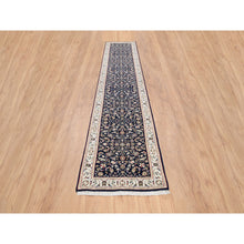 Load image into Gallery viewer, 2&#39;9&quot;x14&#39; Midnight Blue, Nain All Over Flower Design, 250 KPSI Wool Hand Knotted, Runner Oriental Rug FWR383994
