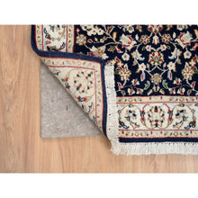 Load image into Gallery viewer, 2&#39;9&quot;x14&#39; Midnight Blue, Nain All Over Flower Design, 250 Kpsi Wool Hand Knotted, Runner Oriental Rug FWR383994