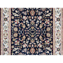 Load image into Gallery viewer, 2&#39;9&quot;x14&#39; Midnight Blue, Nain All Over Flower Design, 250 Kpsi Wool Hand Knotted, Runner Oriental Rug FWR383994