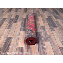 Load image into Gallery viewer, 3&#39;1&#39;x9&#39; Blush Red, Ovedyed Vintage Persian Lilahan with Distinct Abrash, Shaved Down, Zero Pile, Sides and Ends Professionally Secured, Hand Knotted, Pure Wool, Runner, Oriental Rug FWR3834