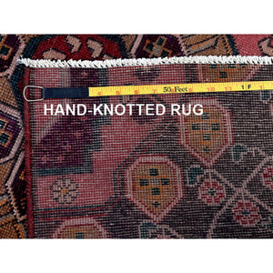 3'1"x9'5" Chrome Silver, Colorful, Hand Knotted Anatolian Village Inspired with Patch Work Design, Natural Dyes Denser Weave, Soft and Velvety Wool, Runner Oriental Rug FWR530214
