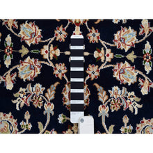 Load image into Gallery viewer, 4&#39;2&quot;x10&#39;4&quot; Midnight Blue, Hand Knotted Nain With Center Medallion Flower Design, 250 Kpsi Wool, Wide Runner Oriental Rug FWR384042
