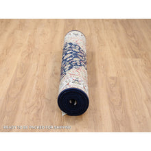 Load image into Gallery viewer, 4&#39;2&quot;x10&#39;4&quot; Midnight Blue, Hand Knotted Nain With Center Medallion Flower Design, 250 Kpsi Wool, Wide Runner Oriental Rug FWR384042