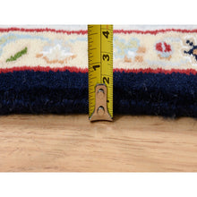 Load image into Gallery viewer, 4&#39;2&quot;x10&#39;4&quot; Midnight Blue, Hand Knotted Nain With Center Medallion Flower Design, 250 Kpsi Wool, Wide Runner Oriental Rug FWR384042