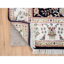 Load image into Gallery viewer, 5&#39;x5&#39; Midnight Blue, Hand Knotted Nain All Over Flower Design, 250 KPSI Wool, Square Oriental Rug FWR384258
