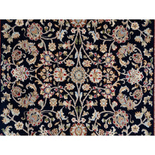 Load image into Gallery viewer, 5&#39;x5&#39; Midnight Blue, Hand Knotted Nain All Over Flower Design, 250 KPSI Wool, Square Oriental Rug FWR384258
