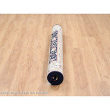 Load image into Gallery viewer, 5&#39;x5&#39; Midnight Blue, Hand Knotted Nain All Over Flower Design, 250 KPSI Wool, Square Oriental Rug FWR384258