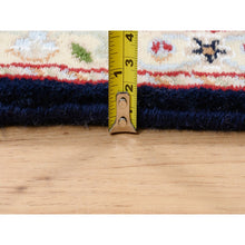 Load image into Gallery viewer, 5&#39;x5&#39; Midnight Blue, Hand Knotted Nain All Over Flower Design, 250 KPSI Wool, Square Oriental Rug FWR384258
