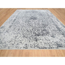 Load image into Gallery viewer, 12&#39;1&quot;x15&#39;1&quot; Silver Gray, Wool and Pure Silk Hand Knotted, Erased Persian Design, Oversized Oriental Rug FWR384324