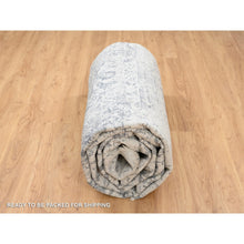 Load image into Gallery viewer, 12&#39;1&quot;x15&#39;1&quot; Silver Gray, Wool and Pure Silk Hand Knotted, Erased Persian Design, Oversized Oriental Rug FWR384324