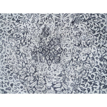 Load image into Gallery viewer, 11&#39;9&quot;x11&#39;9&quot; Silver Gray, Hand Knotted Erased Persian Design, Wool And Pure Silk, Round Oriental Rug FWR384348