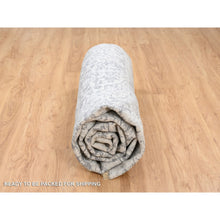 Load image into Gallery viewer, 11&#39;9&quot;x11&#39;9&quot; Silver Gray, Hand Knotted Erased Persian Design, Wool And Pure Silk, Round Oriental Rug FWR384348