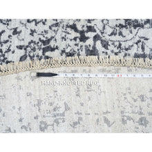 Load image into Gallery viewer, 11&#39;9&quot;x11&#39;9&quot; Silver Gray, Hand Knotted Erased Persian Design, Wool And Pure Silk, Round Oriental Rug FWR384348