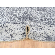 Load image into Gallery viewer, 9&#39;9&quot;x9&#39;9&quot; Silver Gray, Erased Persian Design, Wool And Pure Silk Hand Knotted, Round Oriental Rug FWR384354