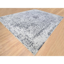 Load image into Gallery viewer, 14&#39;2&quot;x18&#39; Silver Gray, Hand Knotted Erased Persian Design, Wool And Pure Silk, Oversized Oriental Rug FWR384498