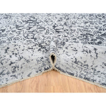 Load image into Gallery viewer, 14&#39;2&quot;x18&#39; Silver Gray, Hand Knotted Erased Persian Design, Wool And Pure Silk, Oversized Oriental Rug FWR384498
