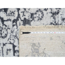 Load image into Gallery viewer, 14&#39;2&quot;x18&#39; Silver Gray, Hand Knotted Erased Persian Design, Wool And Pure Silk, Oversized Oriental Rug FWR384498