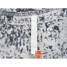 Load image into Gallery viewer, 7&#39;10&quot;x7&#39;10&quot; Silver Gray, Erased Persian Design, Wool And Pure Silk Hand Knotted, Round Oriental Rug FWR384516