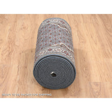 Load image into Gallery viewer, 2&#39;6&quot;x26&#39;1&quot; Light Gray Hand Knotted Tabriz Mahi with Fish Medallion Design, Pure Wool XL Runner Oriental Rug FWR384540