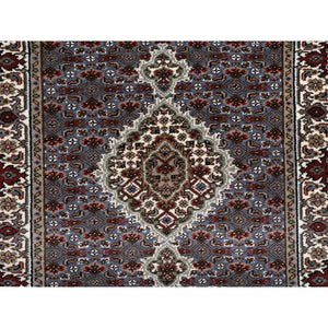 2'5"x23' Light Gray, Wool Hand Knotted, Tabriz Mahi with Fish Medallion Design 175 KPSI, XL Runner Oriental Rug FWR384546