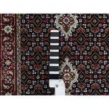 Load image into Gallery viewer, 2&#39;6&quot;x26&#39;3&quot; Rich Black Hand Knotted 175 KPSI Tabriz Mahi with Fish Medallion Design, Pure Wool XL Runner Oriental Rug FWR384564