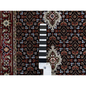 2'6"x26'3" Rich Black Hand Knotted 175 KPSI Tabriz Mahi with Fish Medallion Design, Pure Wool XL Runner Oriental Rug FWR384564