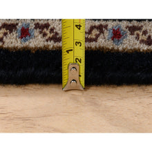 Load image into Gallery viewer, 2&#39;6&quot;x26&#39;3&quot; Rich Black Hand Knotted 175 KPSI Tabriz Mahi with Fish Medallion Design, Pure Wool XL Runner Oriental Rug FWR384564