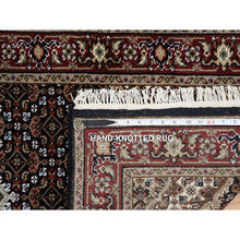 Load image into Gallery viewer, 2&#39;6&quot;x26&#39;3&quot; Rich Black Hand Knotted 175 KPSI Tabriz Mahi with Fish Medallion Design, Pure Wool XL Runner Oriental Rug FWR384564
