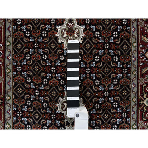 2'4"x27'1" Rich Black Hand Knotted Soft Wool 175 KPSI Tabriz Mahi with Fish Medallion Design XL Runner Oriental Rug FWR384570