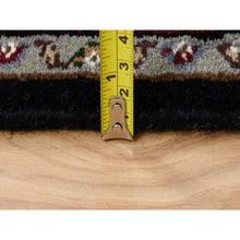 Load image into Gallery viewer, 2&#39;4&quot;x27&#39;1&quot; Rich Black Hand Knotted Soft Wool 175 KPSI Tabriz Mahi with Fish Medallion Design XL Runner Oriental Rug FWR384570