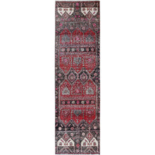 Load image into Gallery viewer, 2&#39;7&quot;x9&#39;1&quot; Ruby Red, Overdyed Vintage Northwest Persian, Distressed, Shaved Down, Zero Pile, Sides and Ends Professionally Secured, Hand Knotted, Pure Wool, Runner, Oriental Rug Sh640 FWR3840