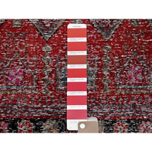 Load image into Gallery viewer, 2&#39;7&quot;x9&#39;1&quot; Ruby Red, Overdyed Vintage Northwest Persian, Distressed, Shaved Down, Zero Pile, Sides And Ends Professionally Secured, Hand Knotted, Pure Wool, Runner, Oriental Rug FWR3840