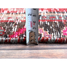 Load image into Gallery viewer, 2&#39;7&quot;x9&#39;1&quot; Ruby Red, Overdyed Vintage Northwest Persian, Distressed, Shaved Down, Zero Pile, Sides and Ends Professionally Secured, Hand Knotted, Pure Wool, Runner, Oriental Rug Sh640 FWR3840