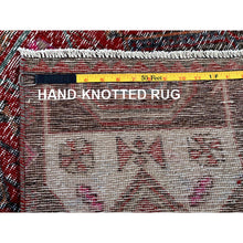 Load image into Gallery viewer, 2&#39;7&quot;x9&#39;1&quot; Ruby Red, Overdyed Vintage Northwest Persian, Distressed, Shaved Down, Zero Pile, Sides And Ends Professionally Secured, Hand Knotted, Pure Wool, Runner, Oriental Rug FWR3840