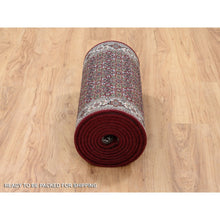 Load image into Gallery viewer, 2&#39;1&quot;x13&#39;10&quot; Rich Red Herati With All Over Design Wool And Silk 175 Kpsi Hand Knotted Oriental Runner Rug FWR384660