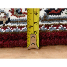 Load image into Gallery viewer, 2&#39;1&quot;x13&#39;10&quot; Rich Red Herati With All Over Design Wool and Silk 175 KPSI Hand Knotted Oriental Runner Rug FWR384660