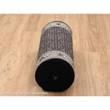 Load image into Gallery viewer, 2&#39;5&quot;x20&#39; Rich Black Hand Knotted 175 Kpsi Wool And Silk Herati With All Over Design Xl Runner Oriental Rug FWR384684