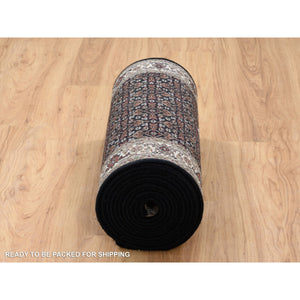 2'5"x20' Rich Black Hand Knotted 175 Kpsi Wool And Silk Herati With All Over Design Xl Runner Oriental Rug FWR384684