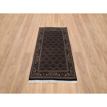Load image into Gallery viewer, 3&#39;x5&#39;2&quot; Rich Black Hand Knotted 175 Kpsi Wool Herati With All Over Design Oriental Rug FWR384702