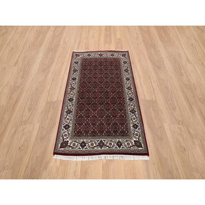 3'x5'2" Red Herati With All Over Design Hand Knotted Soft Wool 175 Kpsi Oriental Rug FWR384720